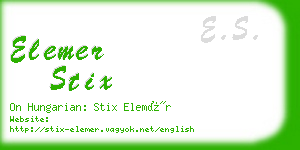 elemer stix business card